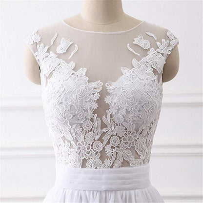 Robe de mariée simple en chiffon blanc avec fente, robes de soirée charmantes, robes de cérémonie.