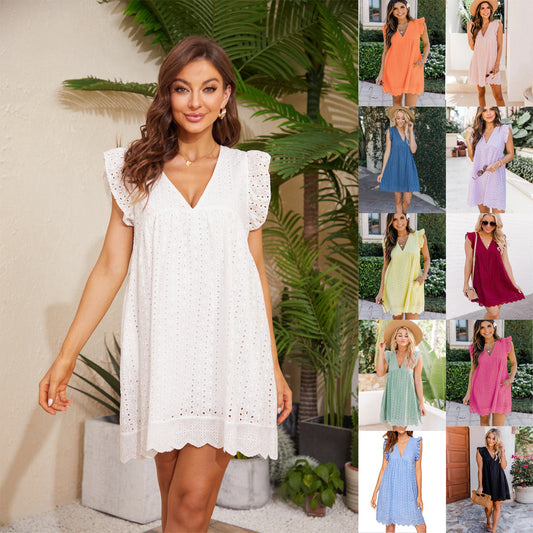 Robe en broderie avec short intégré