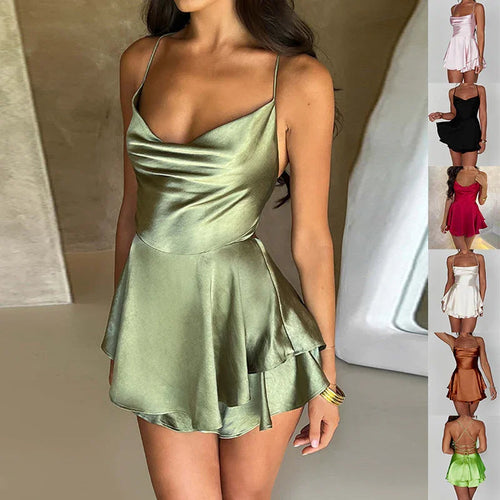 Robe Courte à Bretelles pour Femme - Élégance et Confort - VoltÉlan