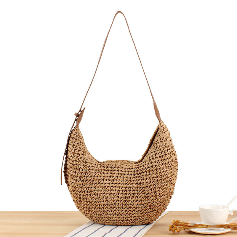 Sac cabas paille porté epaule