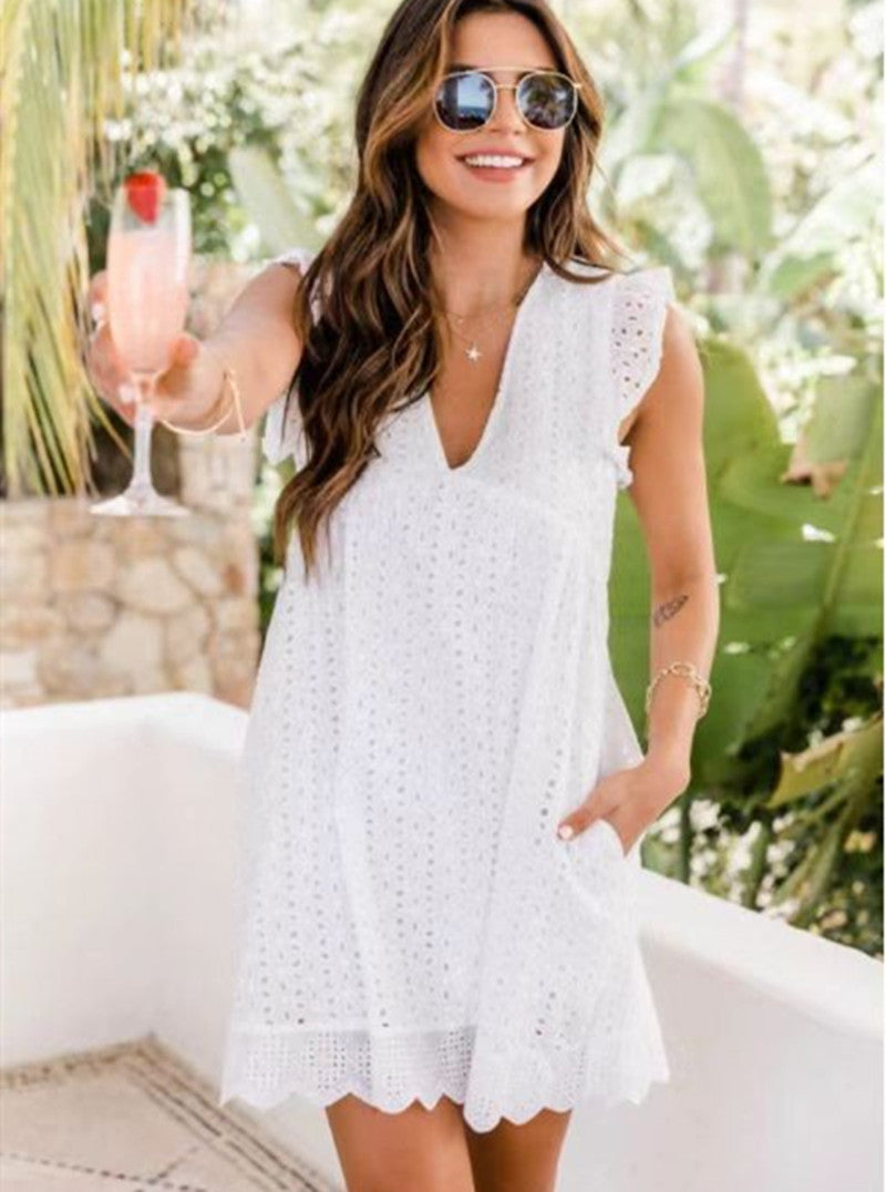 Robe en broderie avec short intégré