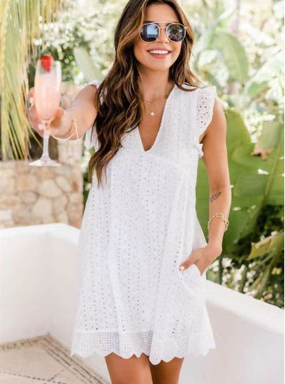 Robe en broderie avec short intégré