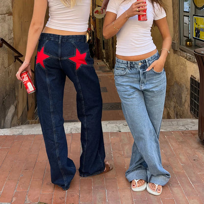 Jean Bootcut Femme - Pantalon en Denim Imprimé Léopard & Étoiles - VoltÉlan