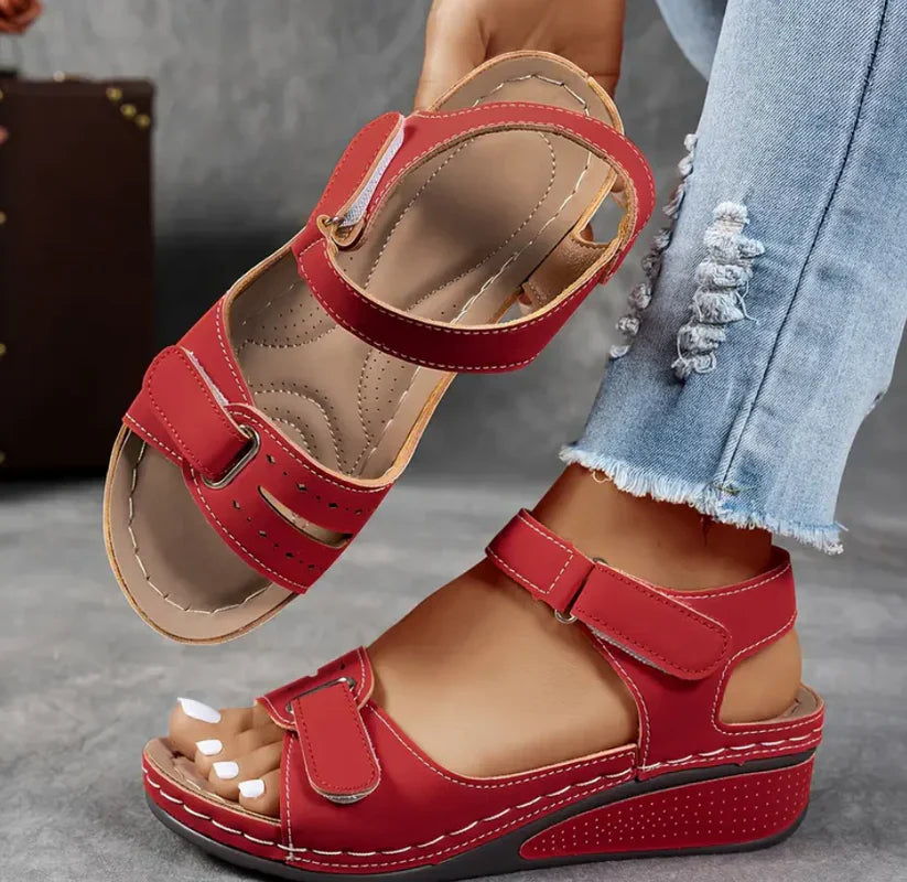 Sandales à brides pour femmes rouge