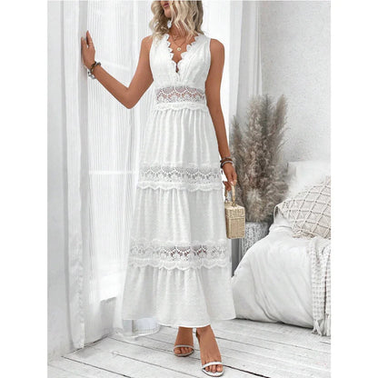 Robe sans manches en dentelle – col en V chic pour l’été - VoltÉlan