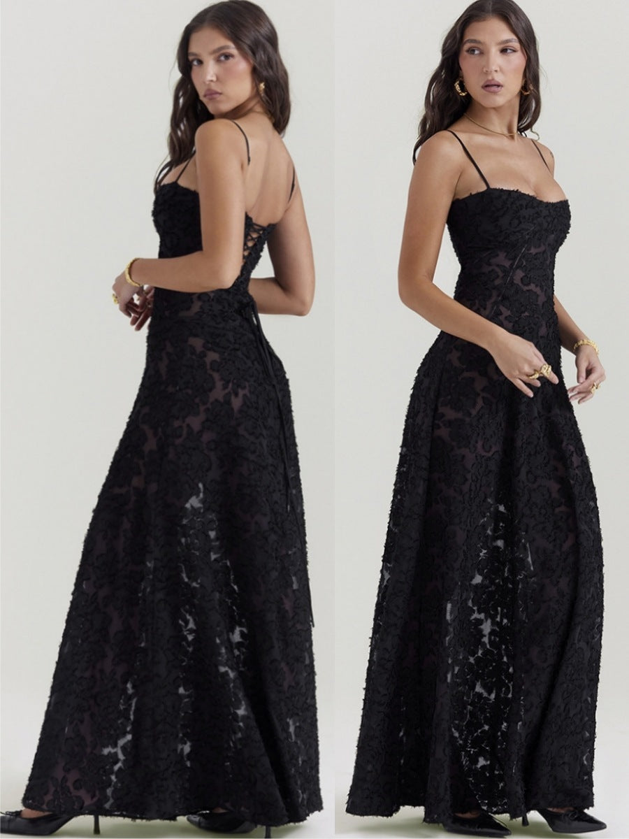Robe à Dos Lacé - Style Bohème Chic